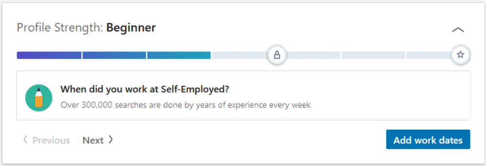 avanzamento profilo linkedin